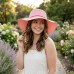 Wide Brim Toyo Straw w/ Wooden Beads Band - Pink - HT-8131A-PK